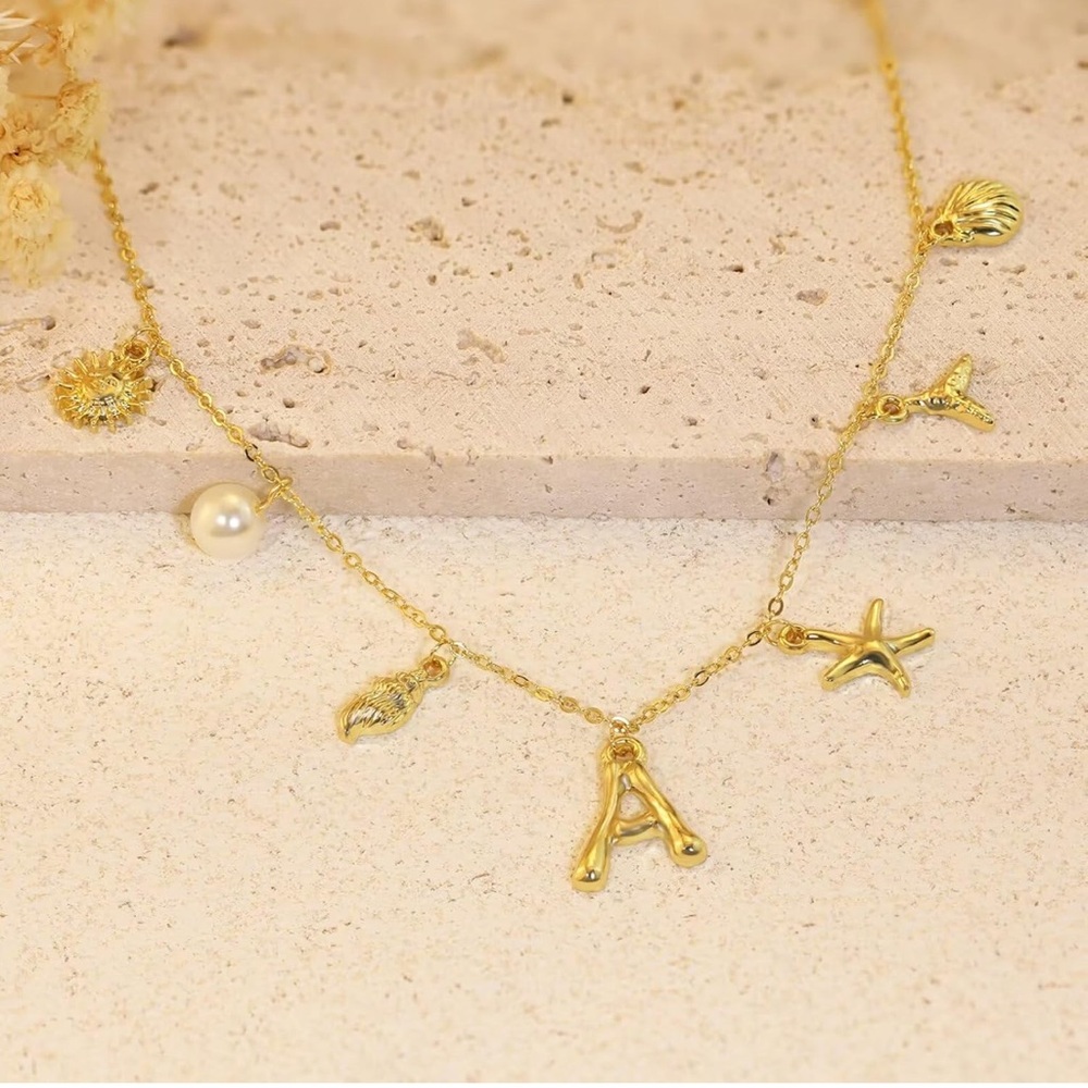 Gold ‘ S’ Charm Necklace with Sea Motifs - Picture 5 of 9